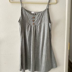Grey Button Spaghetti Strap Tank Top